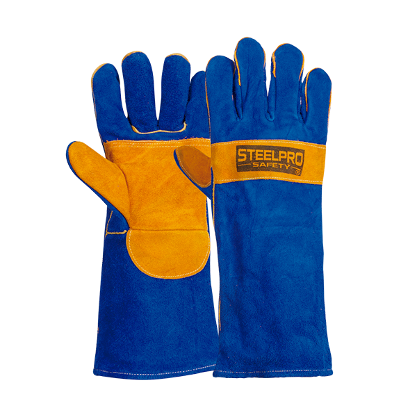 160434 / GUANTE SOLDADOR 15" AZUL NARANJA KEVLAR